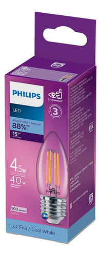 Foco Philips Led Filamento B11 Base E27 Luz Fría Luz Fria