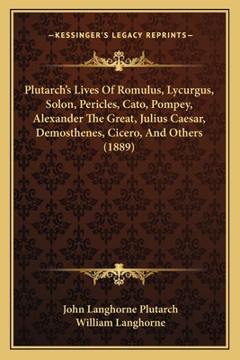 Libro Plutarch's Lives Of Romulus, Lycurgus, Solon, Peric...