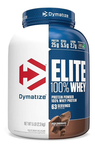 Imagen 1 de 1 de Suplemento en polvo Dymatize  Elite 100% Whey Protein proteínas sabor rich chocolate en pote de 2.3kg