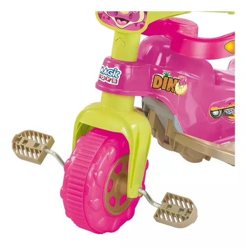 Triciclo Motoca Infantil Tico Tico Dino Rosa Menina Magic em