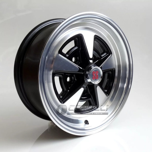 Par De Rodas Opala Ss R15 Liga Leve Alumínio 15x8 Cor Preto Borda Diamantado