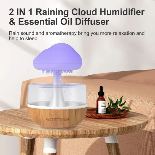 Difusor De Luz Nocturna Con Lluvia De Nubes De 7 Colores Par