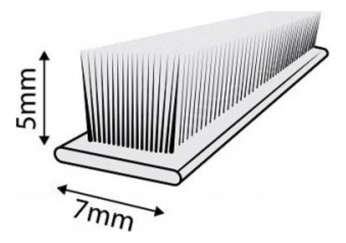 Fita Veda Fresta Escova Vedação Porta Janela 5x7mm Cor Cinza