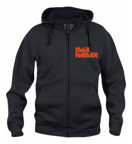 Buzo Hoodie Abierto Cremallera Iron Maiden Metal Estampado