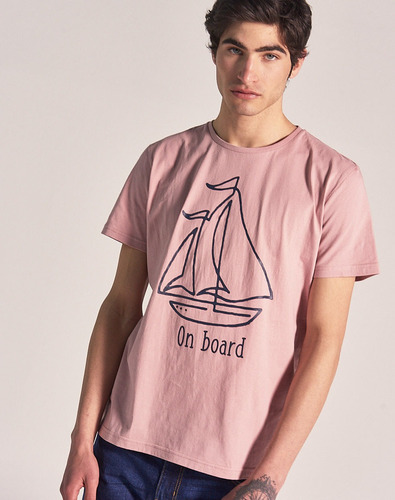 Remera On Board, Hombre, Estampa, 100% Algodón, Rosa, Equus