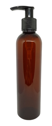Botella Pet 250 Ml Ámbar Bomba Dosif Negra Estriada 2 Pzas
