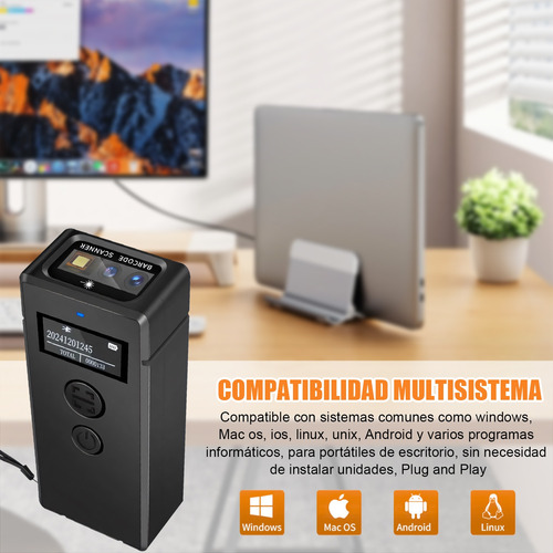 Mini Lector De Códigos De Barras 2.4 G Inalambrico/bt/usb
