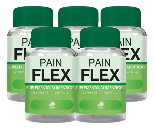 Pain Flex 30 Capletas Naterra 5 Piezas Sabor Sin Sabor