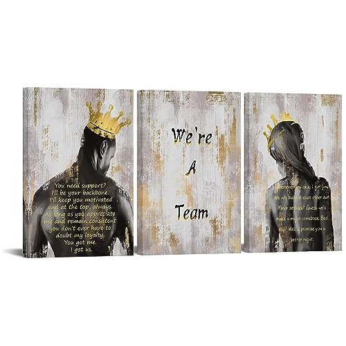 3 Pieces African American Canvas Wall Art We Are Team B...