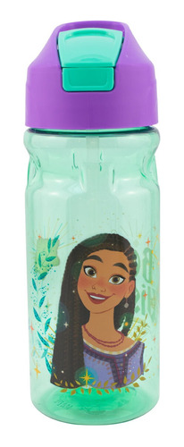 Botella De Plástico Para Agua Disney Wish Tapa Pushup 550 Ml