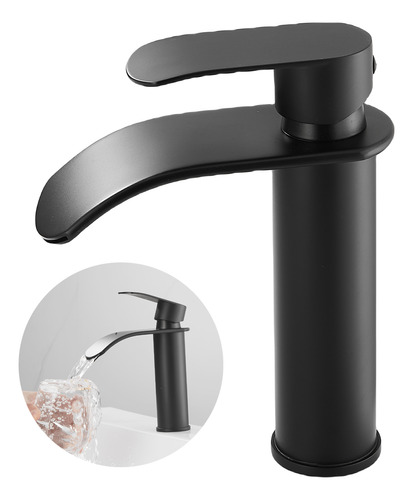 Torneira Para Banheiro Monocomando Preto Cascata Cuba Misturador Baixa Bancada Lavabo Pia