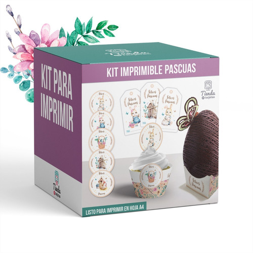 Imagen 1 de 9 de Kit Imprimible Pascuas - Base P/ Huevos, Etiquetas, Stickers