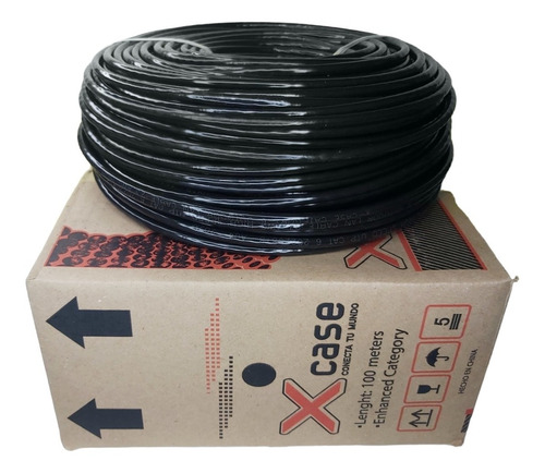 Bobina Cable Utp Cat 6 Doble Forro Negro 8 Hilos 100m