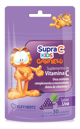 Supra C Kids Garfield Vitamina C Sabor Uva 30 Unidades