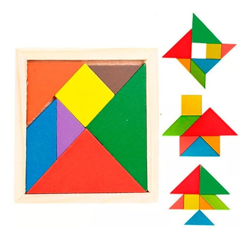 Tangram Madera Juego Didactico Educativo Niños Escolar