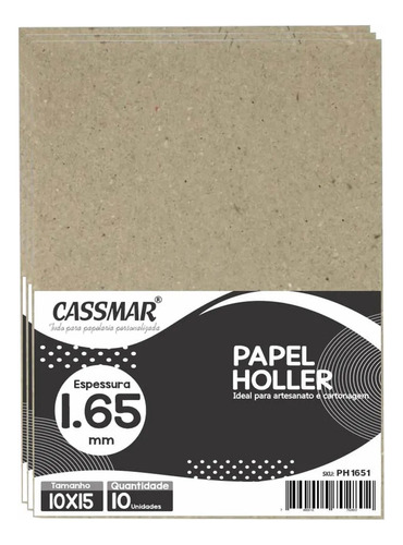 Papel Holler Para Cartonagem Cassmar 1,65mm 10x15cm 10un