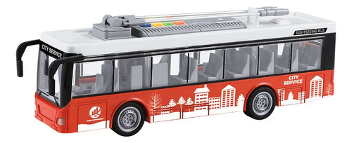 Ônibus Miniatura Fricção Som Luz E Abre Portas 28cm Vermelho