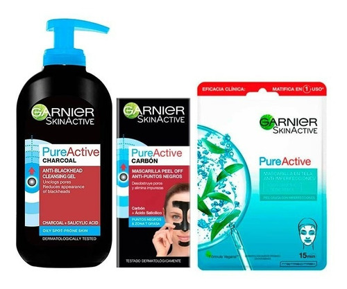 Pack Pure Active Intensive Rutina Carbón Garnier Momento de aplicación Día Tipo de piel Según referencia