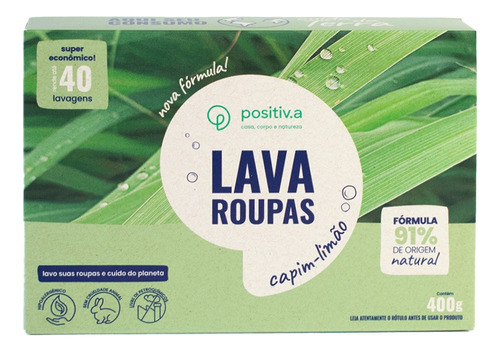 Sabão Em Pó Ecológico Vegano Biodegradável Capim Limão 400g