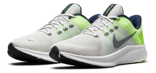 Tenis De Running En Carretera Hombre Nike Quest 4 Gris Color Polvo Fotón/volt Resplandor/volt/azul Marino Medianoche Talla 29.5 Mx