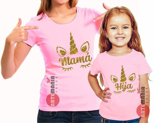 Polos Dia De La Madre Mamá Hijo Hija Unicornio