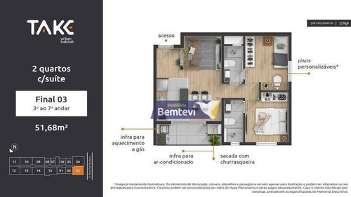 Imagem 12 de 30 de Apartamento Com 2 Dormitórios À Venda, 51 M² Por R$ 347.900,00 - Centro - Curitiba/pr - Ap2849