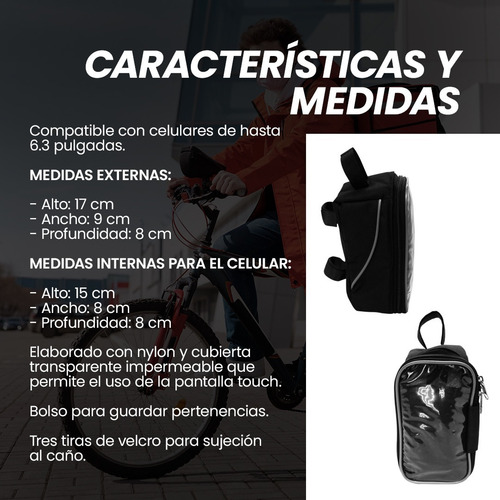 Imagen 5 de 8 de Funda Portacelular Impermeable Táctil Para Bicicleta Dinamic