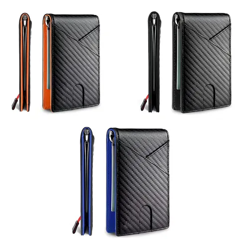 comprar La Mejor Billetera Antirrobo Rfid, Billetera Delgada Para Ho Color Azul