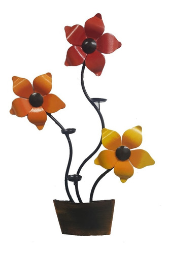 Portavela Candelabro Girasol Para Pared En Hierro Forjado