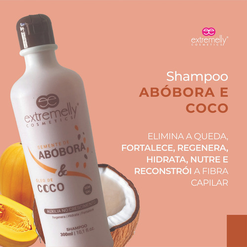 Shampoo Abóbora Oléo De Coco Crescimento Capilar Força Nutre