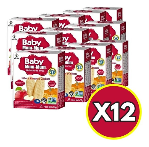 Pack X12 Galletas Baby Mum-mum Sabor Manzana/calabaza