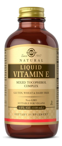 Vitamina E Líquida Natural Solgar 118 Ml