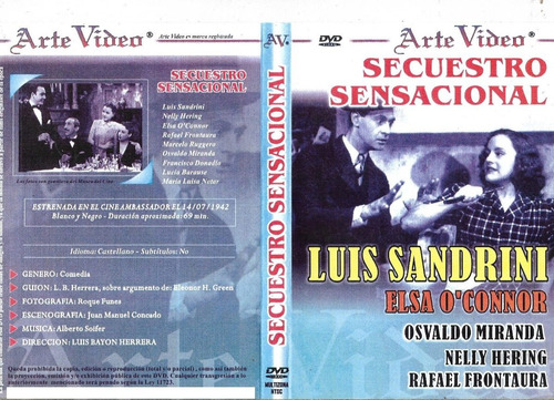 Secuestro Sensacional Dvd Luis Sandrini Osvaldo Miranda