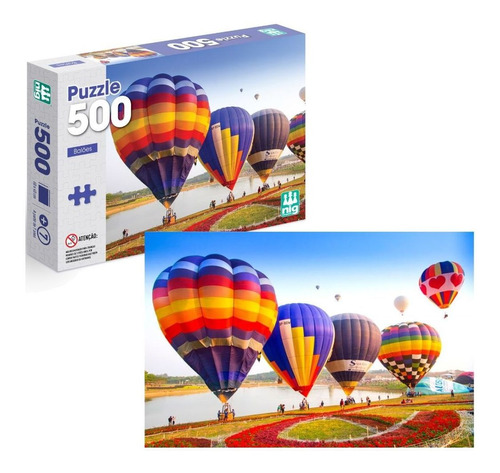 Jogo Quebra Cabeça 500 Pçs Puzzle Paisagem Balões 60x40cm