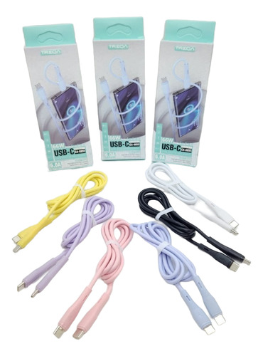 Cable Treqa Usb-c A Usb-c Ca-8855 Cargador Tipo C Blanco