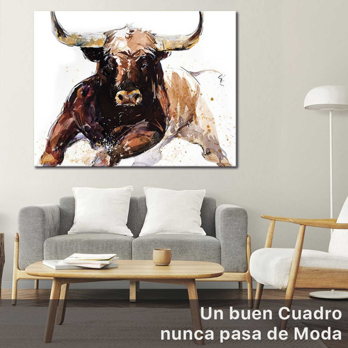 Cuadro Toro Elegante Pintura Bastidor Canvas 130x90 C2