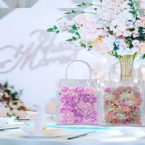 20 Bolsas De Regalo De Plástico Transparente Con Asa