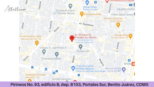 Venta Departamento Calle Pirineos No. 93, Edificio B, Depto.b103, Portales Sur, Benito Juarez, Cdmx Pma26-di
