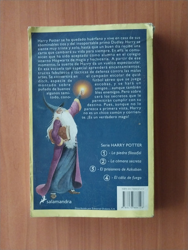 Libro Harry Potter Y La Piedra Filosofal Rowling Novela (Usado)