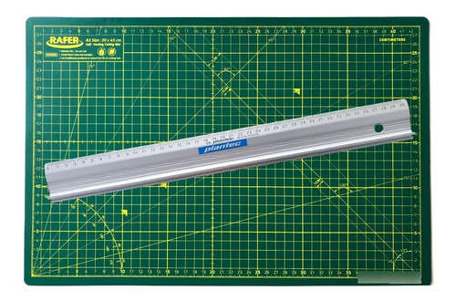 Tabla De Corte A3 45x30 Cm D/faz + Regla De Aluminio 40 Cm