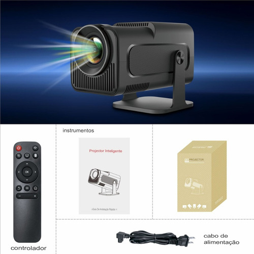 Projetor Hy320 Smart Tv Mini Wifi6 390ansi Android Cor Preto