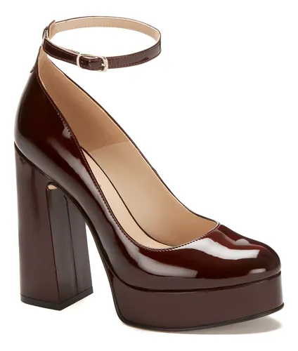 Zapatilla Plataforma Andrea Color Vino Tipo Charol Para Dama