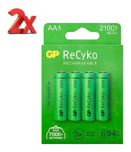 8x Pilas Recargables Gp Aa Gp210aahcevis-2lab4 2100mah