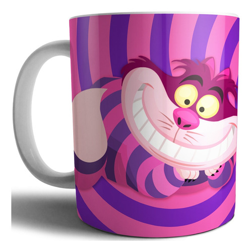 Taza Cerámica Importada Diseño Gato De Cheshire Pais Alicia