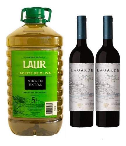 Combo Aceite Laur 5l + 2 Lagarde Organico Malbec X750cc