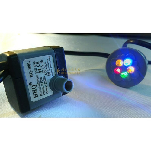 Bomba Motor Submersa Luz Fonte Água Aquário Bombinha Led S