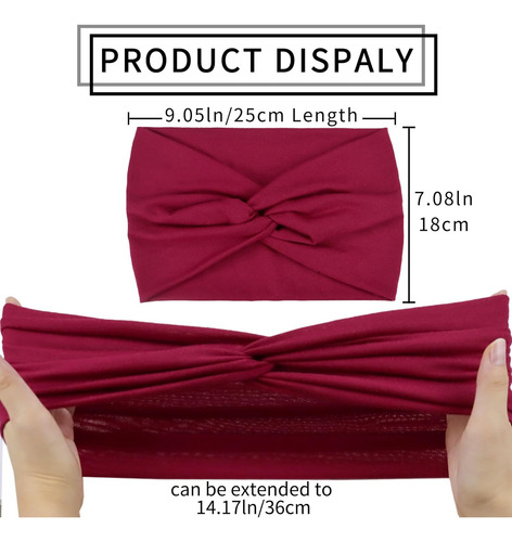 Diadema Mujer Tela 4 Pcs Cinta Pelo Elástico Ancho