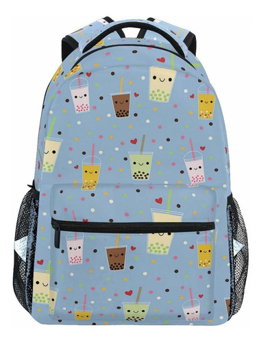 Mochila Happy Boba Bubble Tea College School Book Bag Viaje