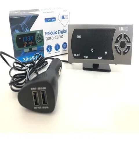 Relogio Digital Para Usb Termometro Carro Com Voltimetro 2