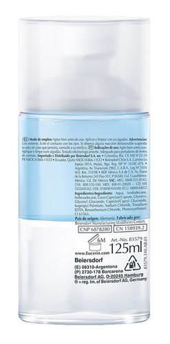 Imagen 2 de 8 de Desmaquillante Facial Bifásico Eucerin Dermatoclean 125 Ml
